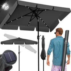 KESSER® Parasol balcon LED solaire avec manivelle Housse de protection 2en1 incluse Sac de transport Parasol de jardin Parasol pour balcon jardin &