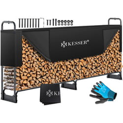 Kesser - tagère à bois de cheminée en métal Étagère à bois de chauffage extérieure Cadre en acier + couverture & gants Abri à bois de cheminée 200kg