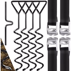 KESSER Ancrage de sol, set de 9 pièces, 5 spirales pour plus de stabilité, acier épais et inoxydable de 1 cm de diamètre, gra ...