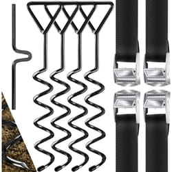 4 Ancres de sol, set de 9 pièces, Fixation pour trampoline, balançoire, pavillon, tente de réception, cabane de jardin, balançoire, tente, en 1cm ø,