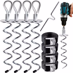 KESSER Ancrage de sol Premium, set de 9 pièces, 6 spirales pour plus de stabilité, acier épais et inoxydable de 1 cm de diamè ...