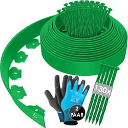Kesser - Bordure de pelouse flexible en plastique avec piquets + gants Bordure de parterre Bordure de tonte