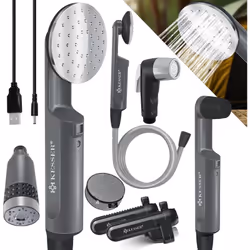 Cette douche de camping portable à batterie KESSER équipée de sa pompe avec batterie vous permet de vous doucher n’importe où ...