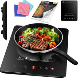 Kesser - Plaque de cuisson à induction Plaque de cuisson à induction 1 plaque 2100W Portable 28cm + 3x chiffon microfibre + 1x livre de recettes 9