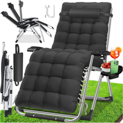 Kesser - Chaise longue pliable avec porte-boisson Chaise de jardin avec coussin Chaise longue Extra large Chaise longue de jardin Dossier réglable