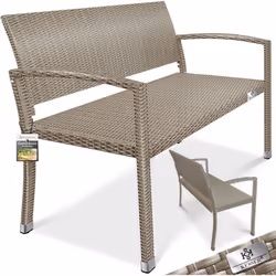 KESSER Banc de jardin en polyrattan ergonomie confortable, stabilité à toute épreuve, robustesse résistante aux intempéries,  ...