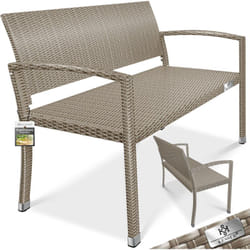 Banc de jardin en poly rotin 2 places résistant aux intempéries Banc en rotin résistant aux uv & supportant jusqu'à 320kg Banc de balcon 125x62x90cm
