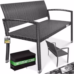 KESSER Banc de jardin en polyrattan ergonomie confortable, stabilité à toute épreuve, robustesse résistante aux intempéries,  ...