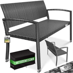 Banc de jardin en poly rotin 2 places résistant aux intempéries Banc en rotin résistant aux uv & supportant jusqu'à 320kg Banc de balcon 125x62x90cm