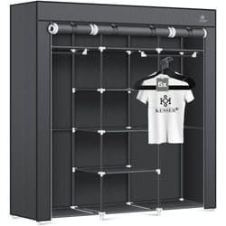 Armoire en tissu Armoire stable avec tringle à vêtements & étagères 5x cintres inclus Armoire pliante en tissu pour chambre à coucher Penderie pour