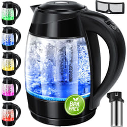 Bouilloire en acier inoxydable 1.8L 2200W Bouilloire en verre Fonction maintien au chaud Noir / Noir - Kesser