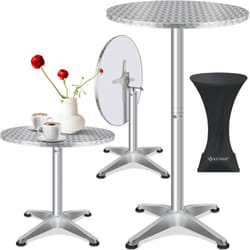 Kesser - 2in1 Table haute pliante Table de bistrot Aluminium Plateau inox Hauteur réglable 70cm / 115cm Table de fête Table In & Outdoor Mariage