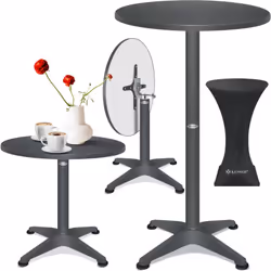 KESSER Table haute 2 en 1 et table de bistrot Ø60 cm pliable en aluminium résistant aux intempéries, inoxydable, lavable et f ...