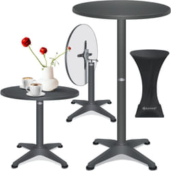 2in1 Table haute pliante Table de bistrot Plateau en aluminium inox Hauteur réglable 70cm / 115cm Table de fête Table In & Outdoor Mariage Anthracite