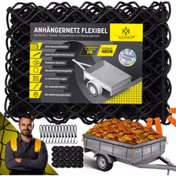 KESSER® Filet de remorque flexible en toile PP résistante, avec corde de tension de 5mm & cordelette de filet renforcée de 4m ...