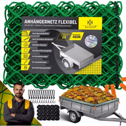 KESSER® Filet de remorque flexible en toile PP résistante, avec corde de tension de 5mm & cordelette de filet renforcée de 4m ...