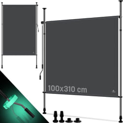 Store à pinces Store vertical extérieur extensible & opaque Store vertical avec manivelle sans perçage Anthracite, 100 x 310 cm - Kesser