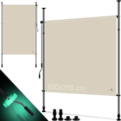 Store à pinces Store vertical extérieur extensible & opaque Store vertical avec manivelle sans perçage Beige, 100 x 310 cm - Kesser