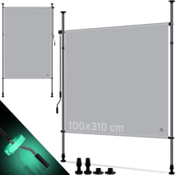 Store à pinces Store vertical extérieur extensible & opaque Store vertical avec manivelle sans perçage Gris, 100 x 310 cm - Kesser