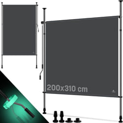 Kesser - Store à pinces Store vertical extérieur extensible & opaque Store vertical avec manivelle sans perçage Anthracite, 200 x 310 cm