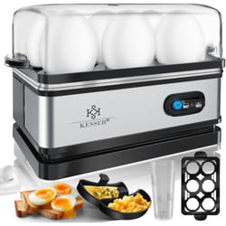 Cuit-œufs électrique pour 1 à 6 œufs en acier inoxydable 400W & fonction maintien au chaud Interrupteur de fonction Lavable en lave-vaisselle /