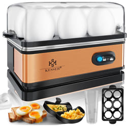 Cuit-œufs électrique pour 1 à 6 œufs en acier inoxydable 400W & fonction maintien au chaud Interrupteur de fonction Lavable en lave-vaisselle /