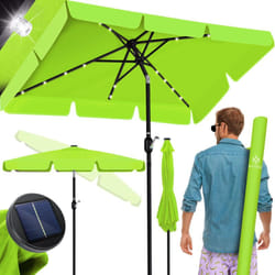 Parasol balcon led solaire avec manivelle Housse de protection 2en1 incluse Sac de transport Parasol de jardin Parasol pour balcon jardin & terrasse