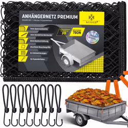 KESSER® Filet pour remorque Premium en toile PP résistante, avec câble de tension de 5 mm d'épaisseur, bords renforcés de 8 m ...