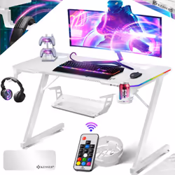 KESSER Table de jeu ultime, bureau de jeu Z-Frame avec porte-boisson, crochet pour casque, table d'ordinateur PC Table de gam ...