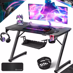 KESSER Table de jeu ultime, bureau de jeu Z-Frame avec porte-boisson, crochet pour casque, table d'ordinateur PC Table de gam ...