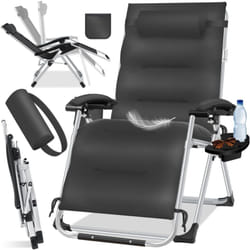 KESSER® Tumbona, tumbona de jardín y resistente a la intemperie, capacidad de carga 200 kg, respaldo regulable incl. cojín cervical, portavasos y