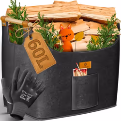 KESSER Panier à bois de chauffage XL Décoratif, robuste, antidérapant, pratique pour les courses, la lessive, le camping et l ...