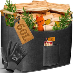 Kesser - Panier à Bois Sac à Bois de Cheminée feutre extra épais pliable avec poignées renforcées pour le bois Panier de rangement pour le bois Gants