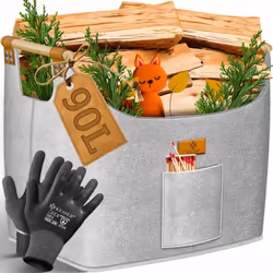 KESSER Panier à bois de chauffage XL Décoratif, robuste, antidérapant, pratique pour les courses, la lessive, le camping et l ...