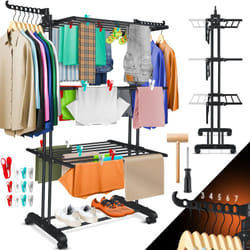 Kesser - Séchoir à linge tour avec roulettes Séchoir à linge peu encombrant pour l'intérieur et l'extérieur 4 étages 2 ailes latérales pivotantes et