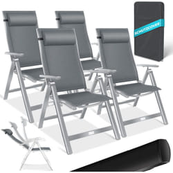 Kesser - Chaise de jardin avec accoudoirs Chaise pliante en aluminium avec coussin réglable en 7 positions Respirant Gris Clair, 4 pièces