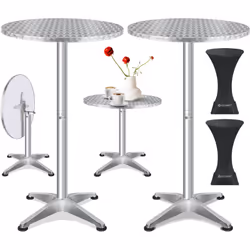 KESSER Table haute 2 en 1 et table de bistrot Ø60 cm pliable en aluminium résistant aux intempéries, inoxydable, lavable et f ...