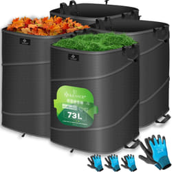 Kesser - Sac de jardin Pop-Up Sac à feuilles Sac à déchets de jardin avec gants Autonome avec poignées Stable Robuste & Pliable Anthracite / Noir, 4x