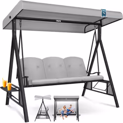 KESSER Balançoire hollywoodienne Place pour trois personnes, construction stable jusqu'à 360 kg, design ergonomique, matériau ...
