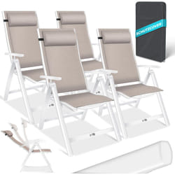 Chaise de jardin avec accoudoirs Chaise pliante en aluminium avec coussin réglable en 7 positions Respirant - Kesser