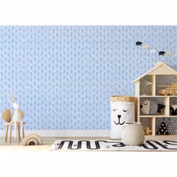 Papier Peint Chambre enfant M1-No.146 Bleu Métallisé Empreinte Pied