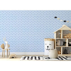Papier Peint Chambre enfant M1-No.146 Bleu Métallisé Empreinte Pied