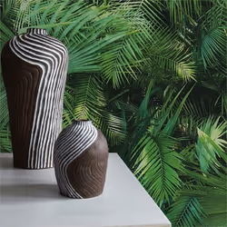 Papier Peint Forêt et Feuilles Enrico M1-No.175 Vert Jungle Palmier