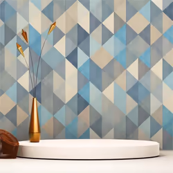 Papier Peint Rétro Roberto M1-No.247 Bleu Gris Géométrqiue Graphique