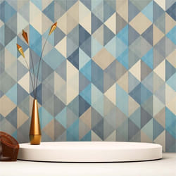 Papier Peint Rétro Roberto M1-No.247 Bleu Gris Géométrqiue Graphique