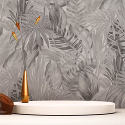 Papier Peint Forêt et Feuilles Ginevra M1-No.251 Noir Blanc Papier Peint Palmier