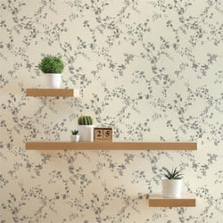 Papier Peint Forêt et Feuilles Ginevra M1-No.254 Argent Noir Floral