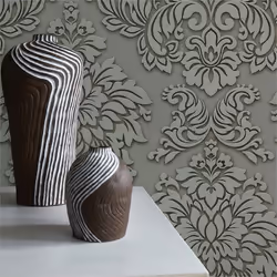 Papier Peint Baroque Gioele M1-No.255 Gris Argent Papier Peint avec ornements