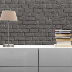 Papier Peint Pierre M1-No.270 Papier peint intissé Gris Noir Pierre Mur Brique