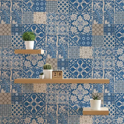 Papier Peint Carrelage M1-No.279 Bleu Crème Papier Peint Maison de Campagne